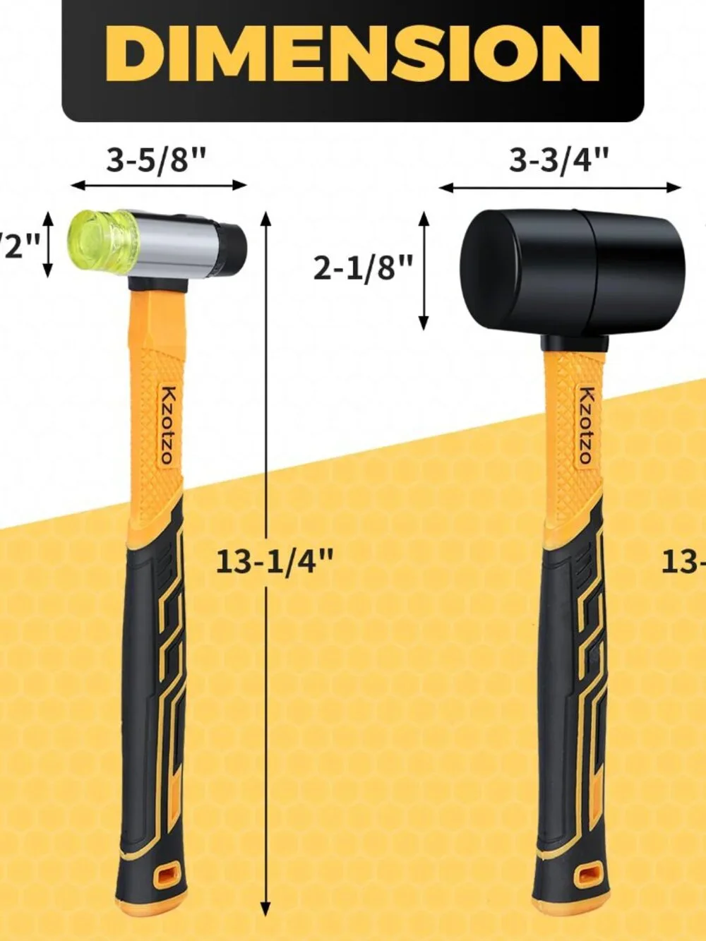 2-Piece Rubber Mallet Hammer Set, 8oz Rubber Hammer Mallet & 25mm Double-Faced S